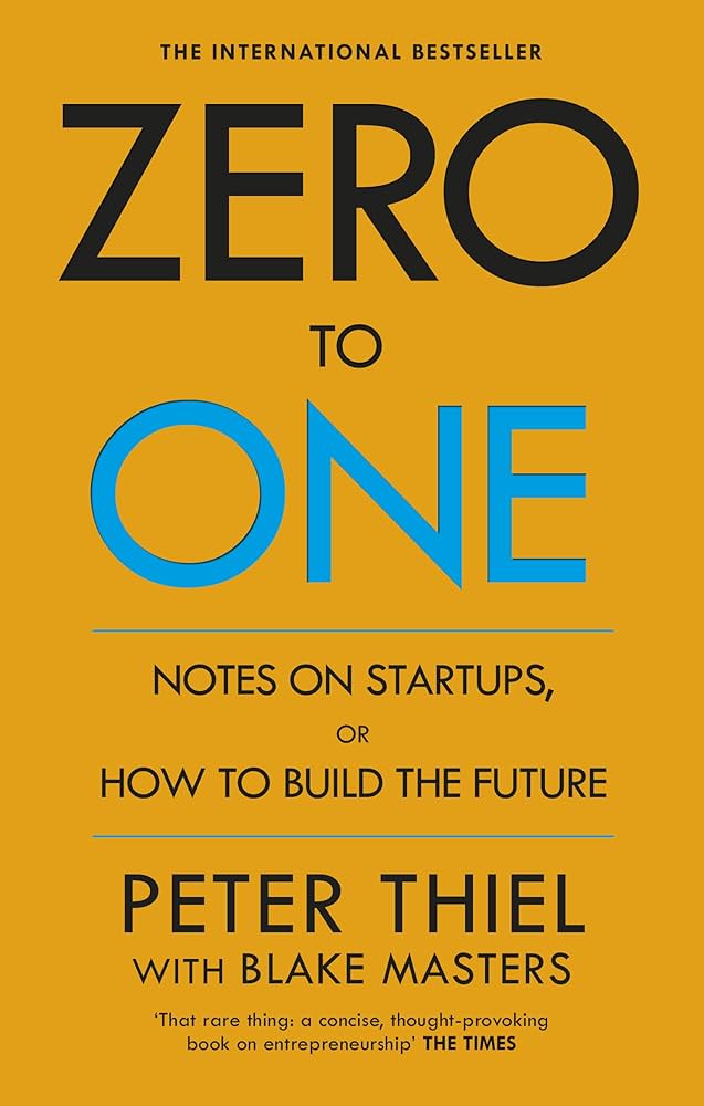 Book cover of 'Zero to One' by Peter Thiel with a yellow background