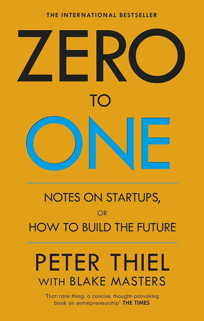 Book cover of 'Zero to One' by Peter Thiel with a yellow background